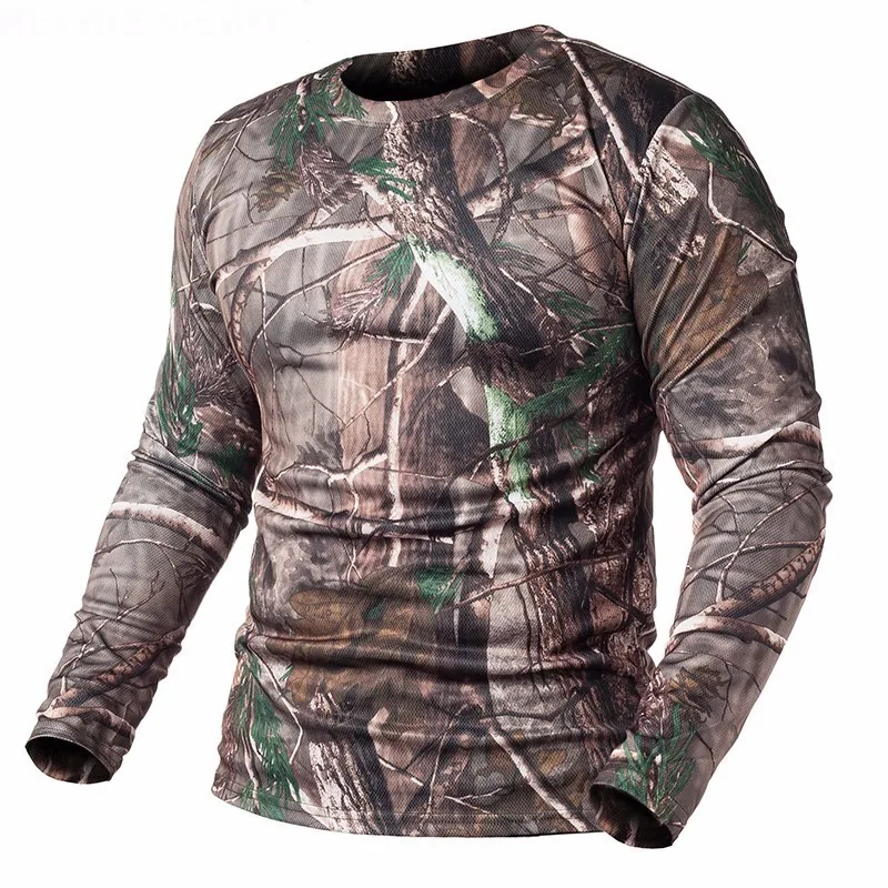 

Мужская камуфляжная футболка ReFire Gear, быстросохнущая уличная футболка с длинным рукавом и круглым вырезом, камуфляжная тактическая футболк...