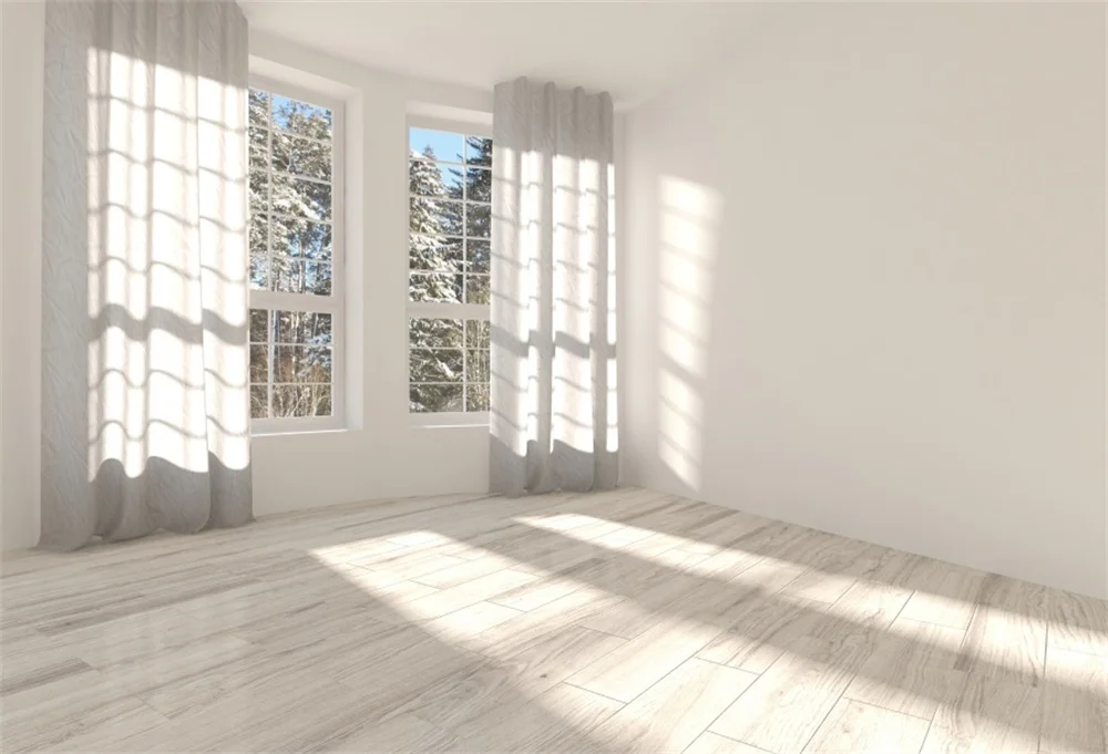 Laeacco Белый дом деревянный пол французский Солнечный занавес Окно интерьер фото