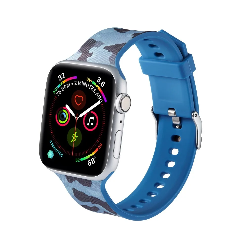 Сменный силиконовый ремешок для Apple Watch 4 44 мм 40 мм браслет с цветочным принтом для iwatch серии 5 3 2 38 мм 42 мм браслеты