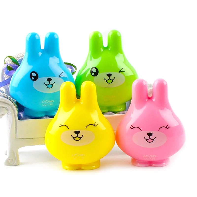 1PC Rabbit EZONE 1 шт. мультфильм милые животные точилка для карандашей механическая лягушка/корова/мышь/Кролик Творческие ученики Канцтовары, случайный цвет - Цвет: 1PC Rabbit
