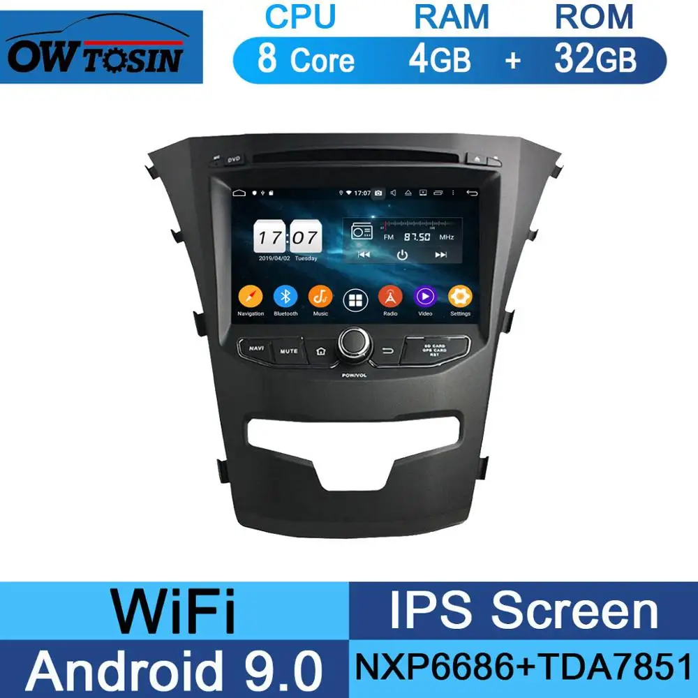32G " ips 1024*600 8Core 4 Гб+ 64 ГБ Android 9,0 Автомобильный DVD плеер для SsangYong Korando 2013 радио gps попугай BT - Цвет: 32G