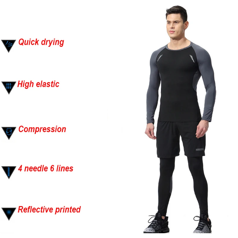 Быстросохнущий мужской спортивный костюм из 3 предметов одежда для спортзала