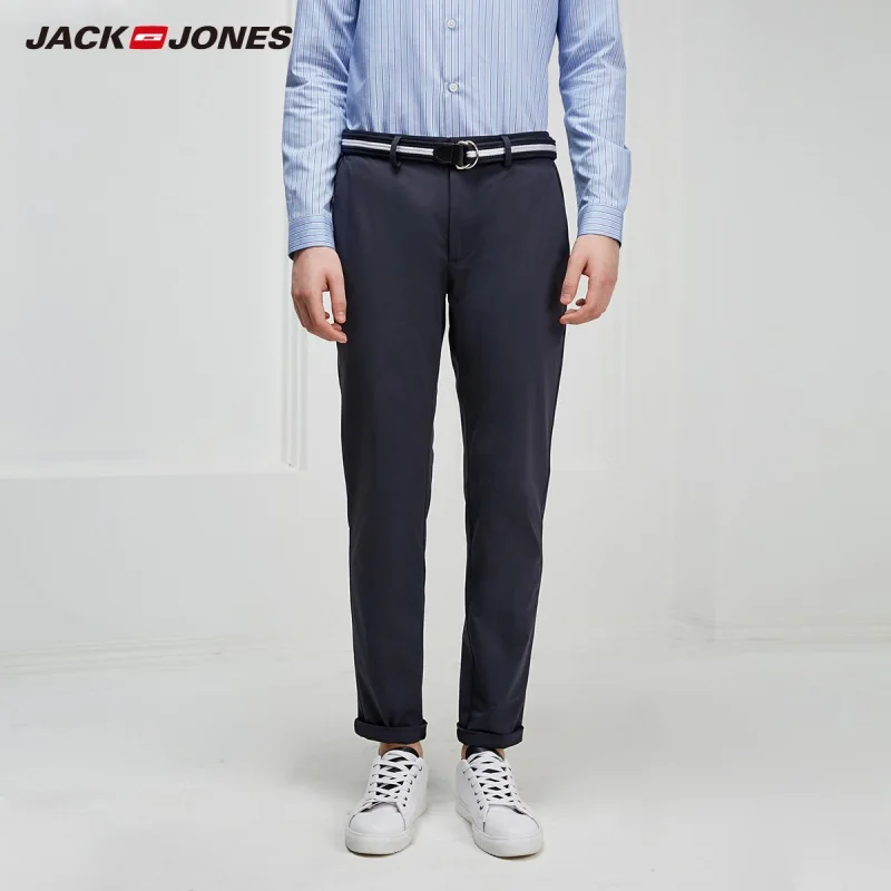 Мужские облегающие прямые брюки JackJones Стрейчевые штаны из лайкры базовая мужская
