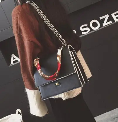 

2016 Brand designer Fashion Woman ribbon Messenger Bag Ladies Quality PU Leather Handbag flowers shoulder women chain bag