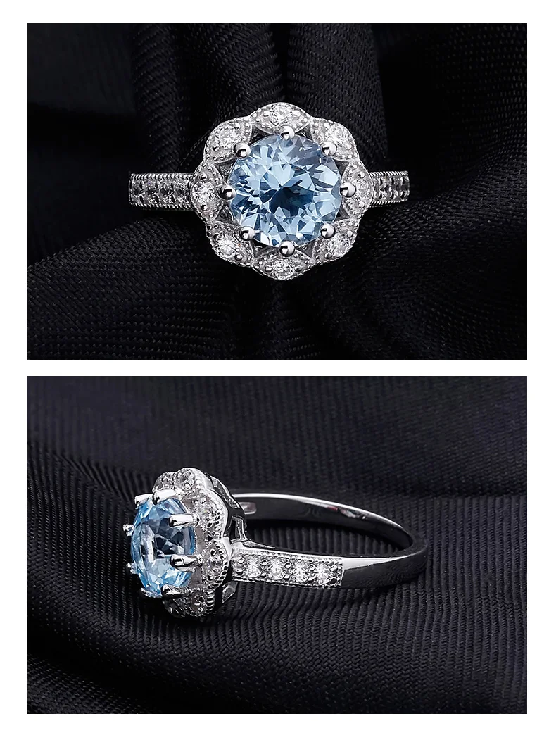 Gem's Ballet 925 пробы серебро Vint ge обручальное кольцо 2.58Ct натуральный Небесно голубой топаз драгоценный камень кольцо для женщин хорошее ювелирное изделие
