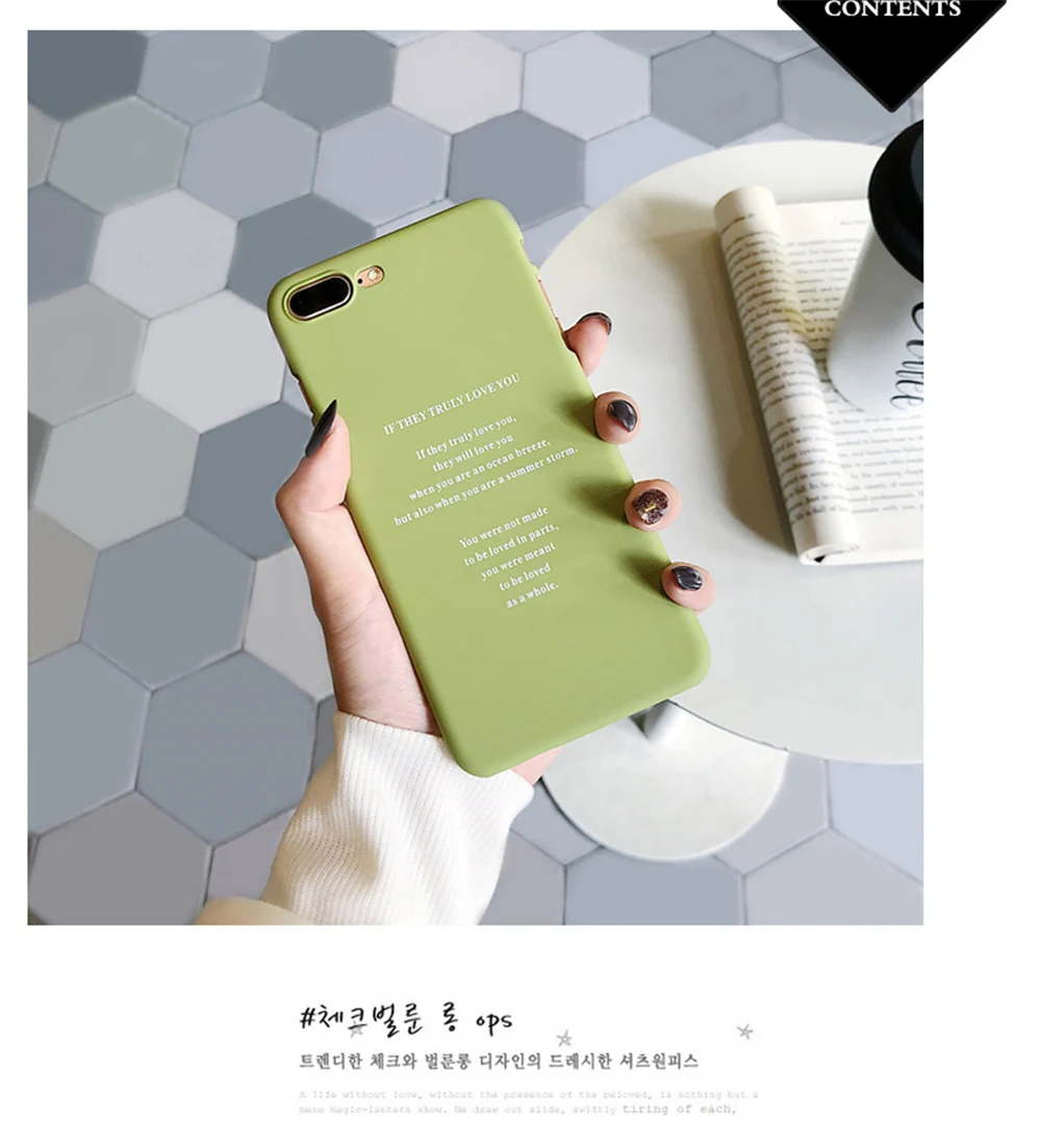 Чехол для телефона Lovebay для iPhone 6, 6 s, 7, 8 Plus, X, XR, XS, Max, модный, матча, зеленый, с мультяшными буквами, ультра тонкий, Жесткий Чехол для iPhone X