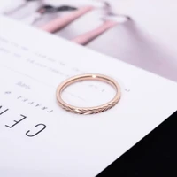yun ruo fashion rose gold color simplify tail ring woman gift party titanium steel jewelry top quality never fade free shipping