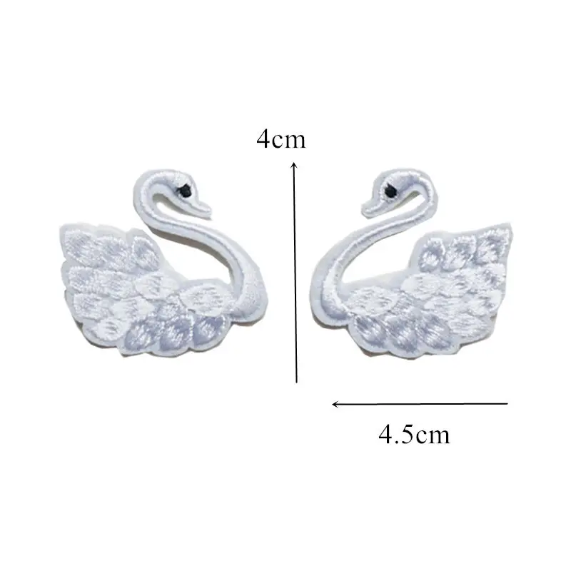 2 шт. вышивка Приклеивание утюгом нашивки белые лебеди вышитые значки для сумки