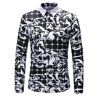 Men Flower Shirts Long Sleeve Shirts Slim Fit Men 3D Printed Shirts Spring Autumn Casual Hawaiian Shirts for Mens Clothing - Цвет: CS48