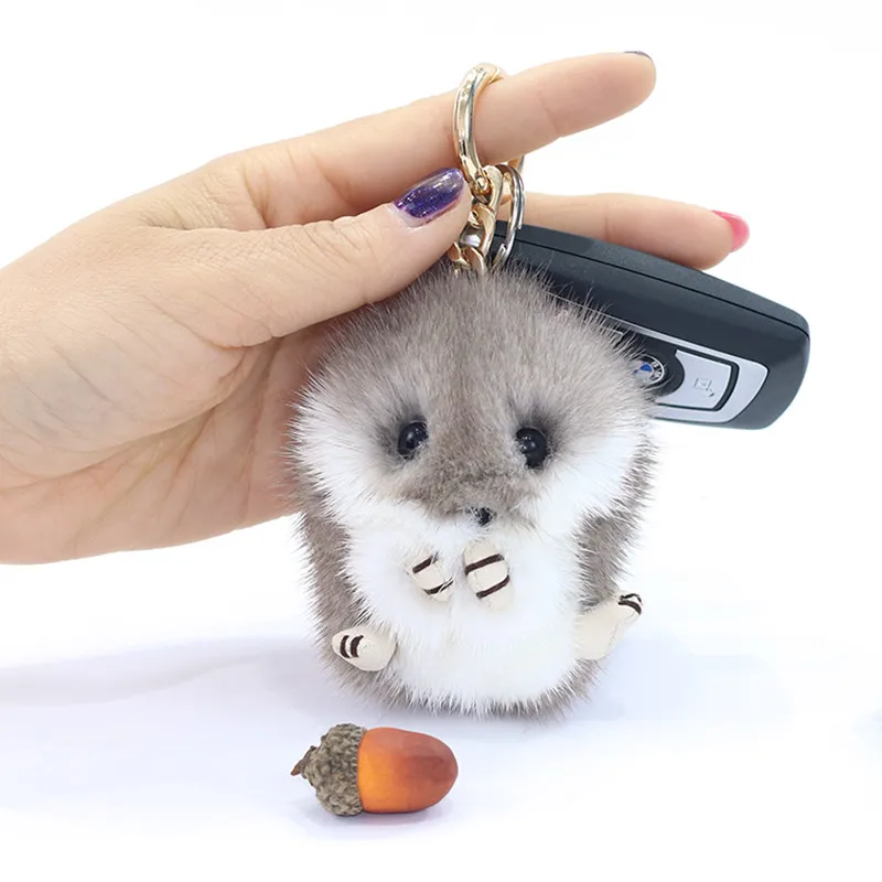 Пушистые милые мини маленькие брелоки 8 см с помпоном из натурального меха норки