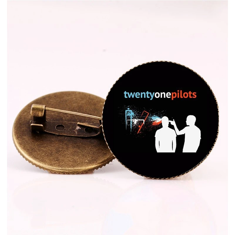 bronze2 Рок-Группа Twenty One Pilots брошь Badage 25 круглый стеклянный кабошон Античная Бронзовый, серебристый цвет булавки броши для фанатов аксессуары - Окраска металла: bronze2