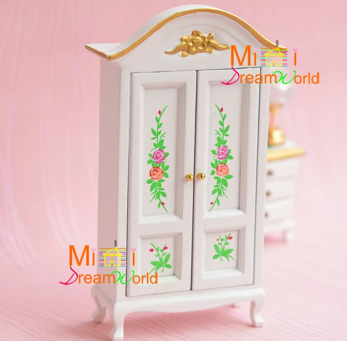 Free shipping! 1:12 Dollhouse Miniature Furniture Toy Bedroom Rose Bed Wardrobe Dresser 6pcs | Игрушки и хобби