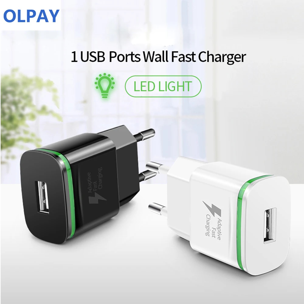 Штепсельная вилка ЕС 1 порт светодиодный легкое зарядное устройство usb 5 в 2A