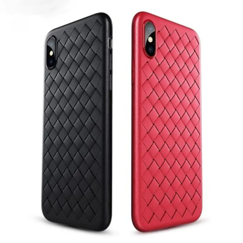 For iphone X 10 6s 6 Plus Case XS Max XR Weave Leather Skin R Silicon Coque Cover for 8 plus 7 |