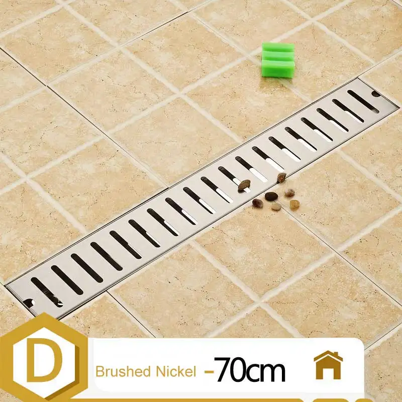 Нержавеющая сталь ванная комната трап 900 мм линейная длинная душевая решетка ванная комната канал плитка стоки - Цвет: Brushed D 70cm