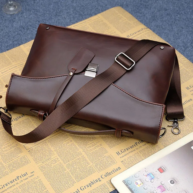 Brand Casual Men Briefcase Men Messenger Bags Business Vintage Crazy Horse Leather Shoulder Bag Male Laptop Bags for Men