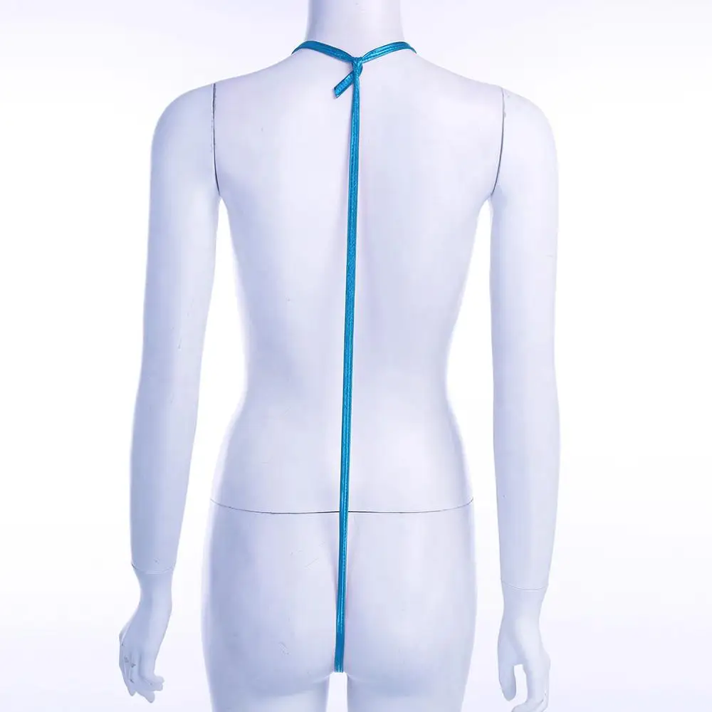 Women 's Swimsuits One Piece Swimwear Bodysuit Patent Leather Swimming Suit Open Bust Crotchless Bodysuit Sleepwear Nightwear