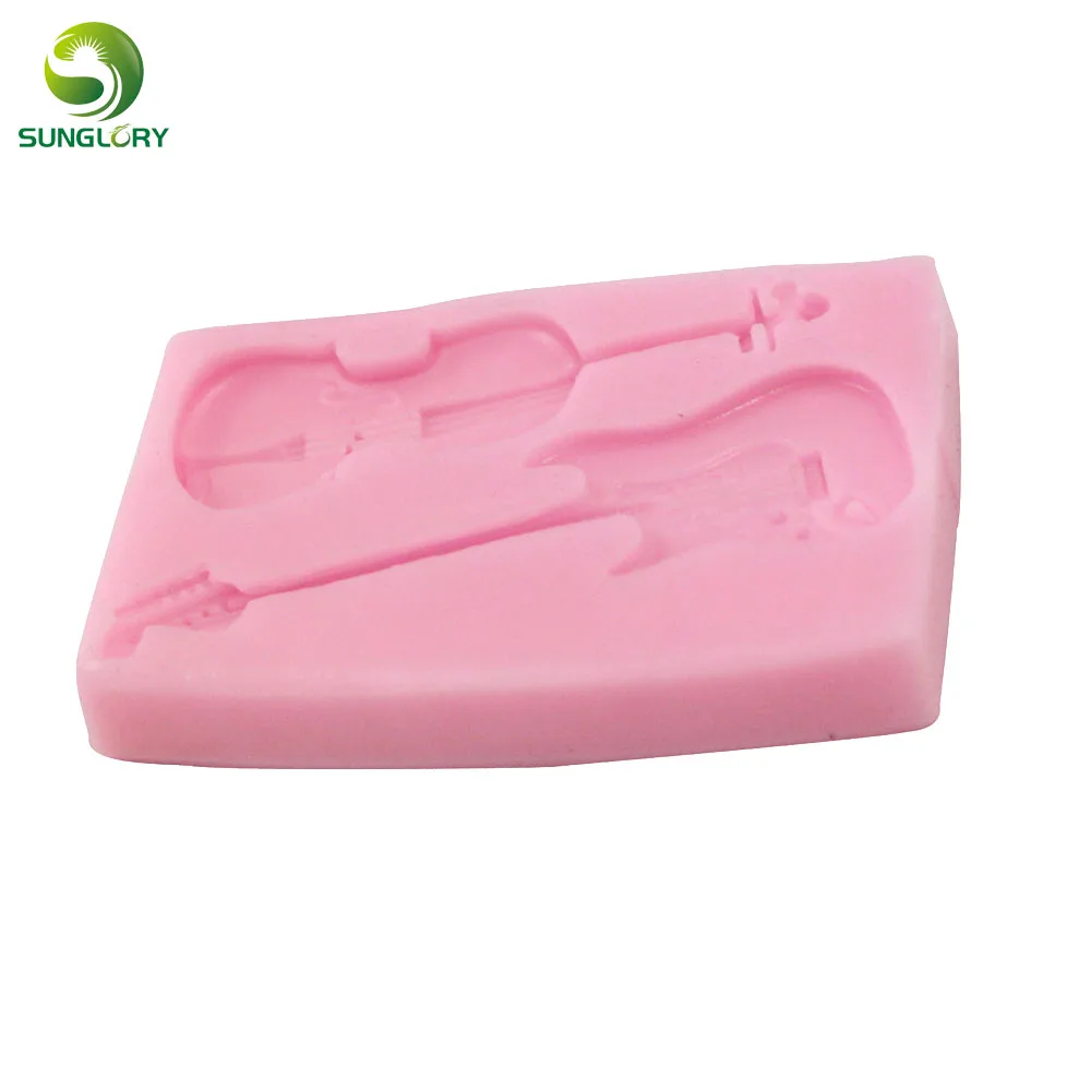 Скрипки Гитары помадка силиконовые формы торт gumpaste moldes де silicona для кекс