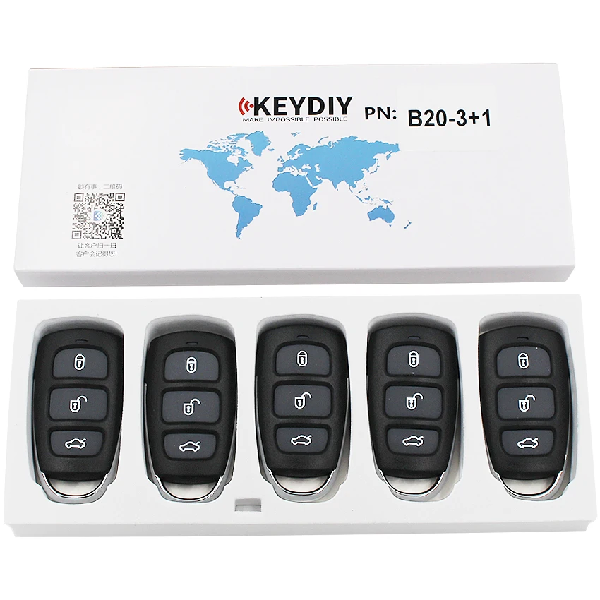 5 шт./лот, KEYDIY B20-4 Стиль универсальный пульт дистанционного управления Управление ключ с 4 кнопками B-Series для KD мини KD900 KD900+, URG200 KD-X2