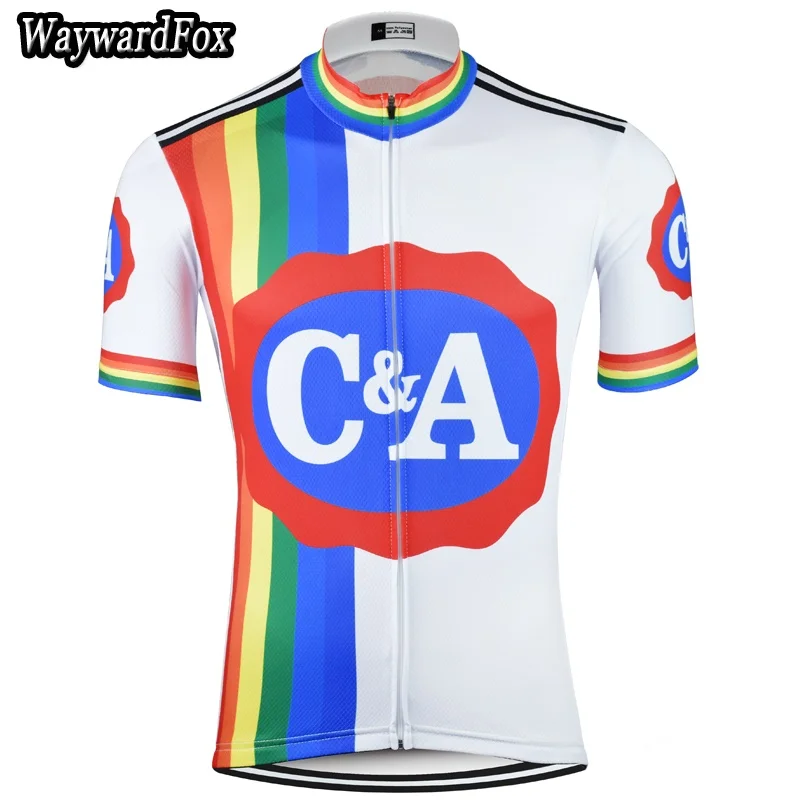 Новинка 2018 мужские белые вело Джерси одежда для велоспорта в стиле ретро цветная