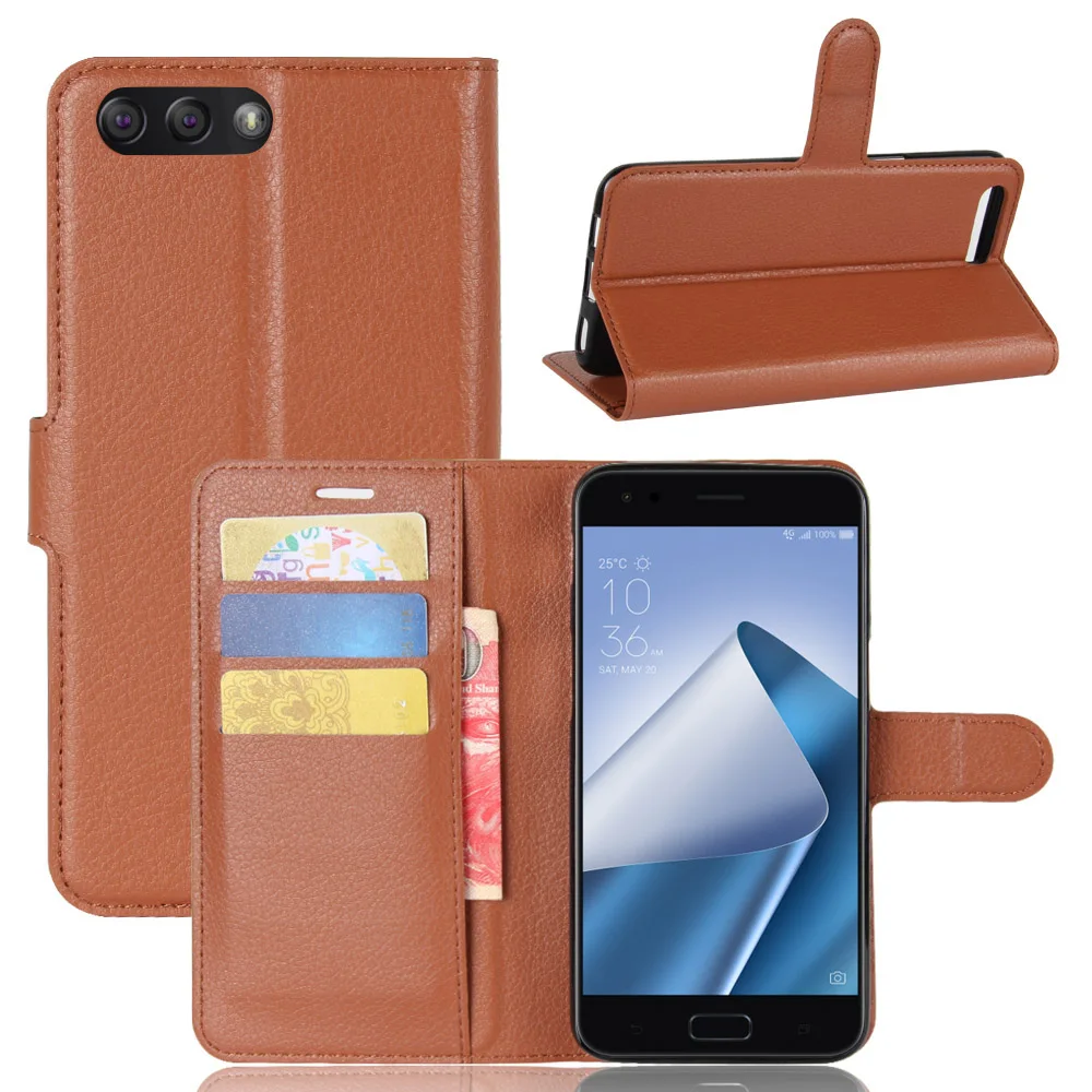 Чехол ZE554KL для ASUS ZenFone 4 ZE554KL, чехол s с бумажником, с рисунком личи, откидной кожаный чехол, черный 554 ASUS554