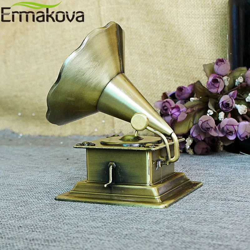 ERMAKOVA металлическая Ретро модель фонографа винтажный проигрыватель реквизит
