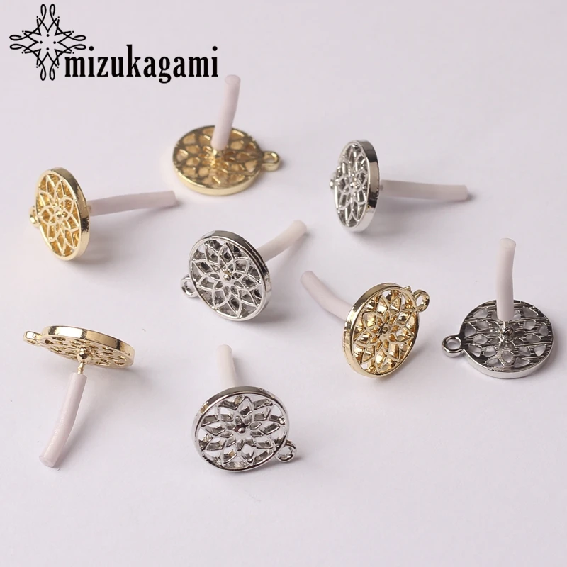 Модные Золотые круглые серьги с цветами из цинкового сплава соединительные