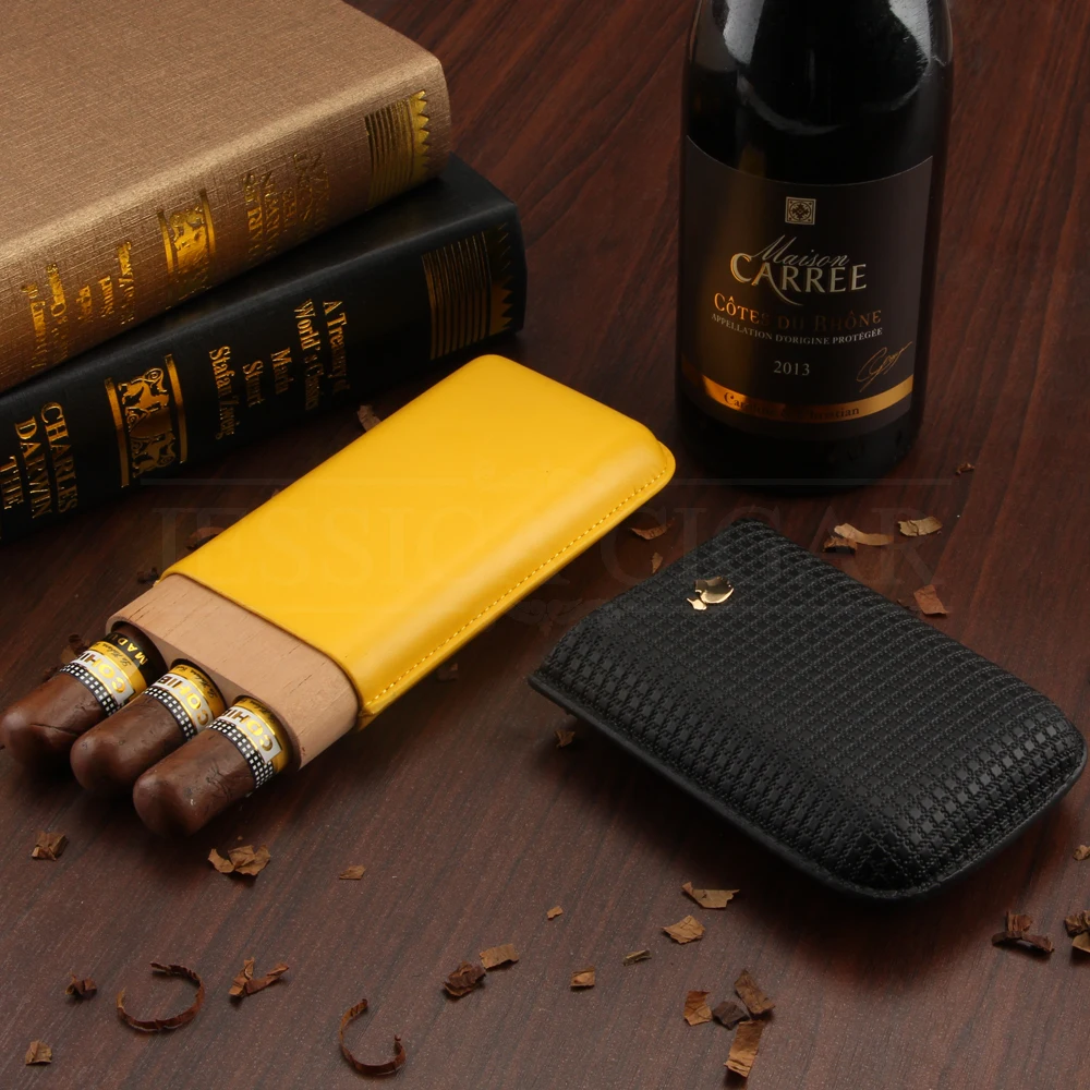 COHIBA Черный Путешествия портсигар кожа деревянный из испанского кедра хьюмидор 3