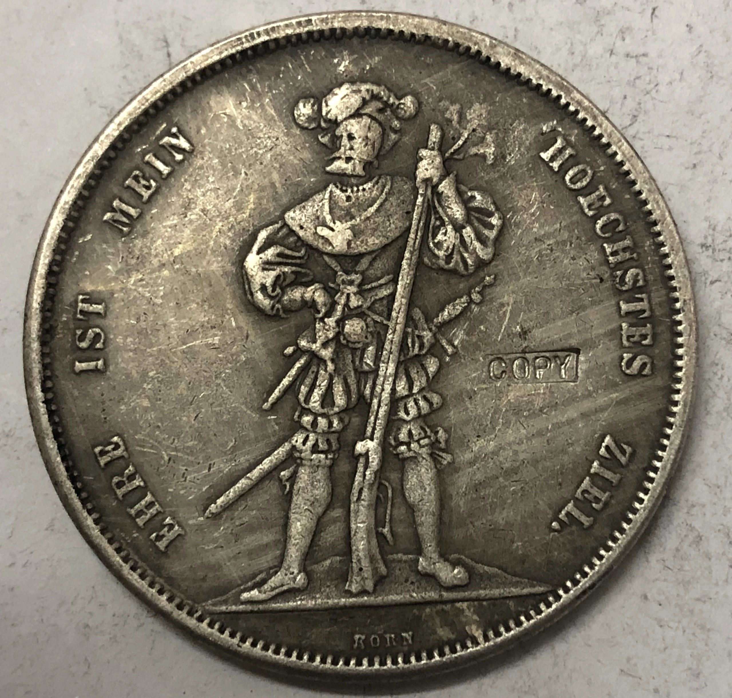 1857 г. Швейцария 5 франков копия праздника стрельбы Посеребренная