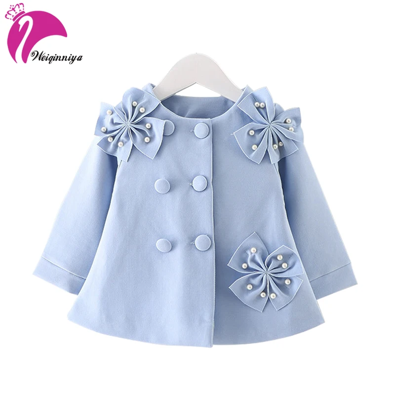 Ветровка для девочек милая детская куртка с аппликацией и жемчугом Новые Осенние