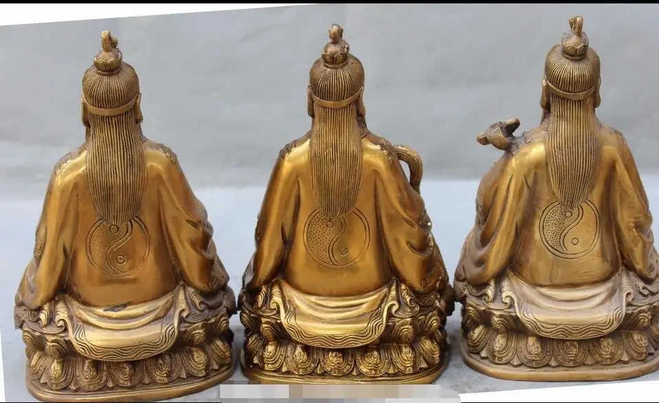 10 &quotКитайский Даосизм Бронзовый Sanqing вид 3 Богов Талисман На Дракон Ruyi Полный