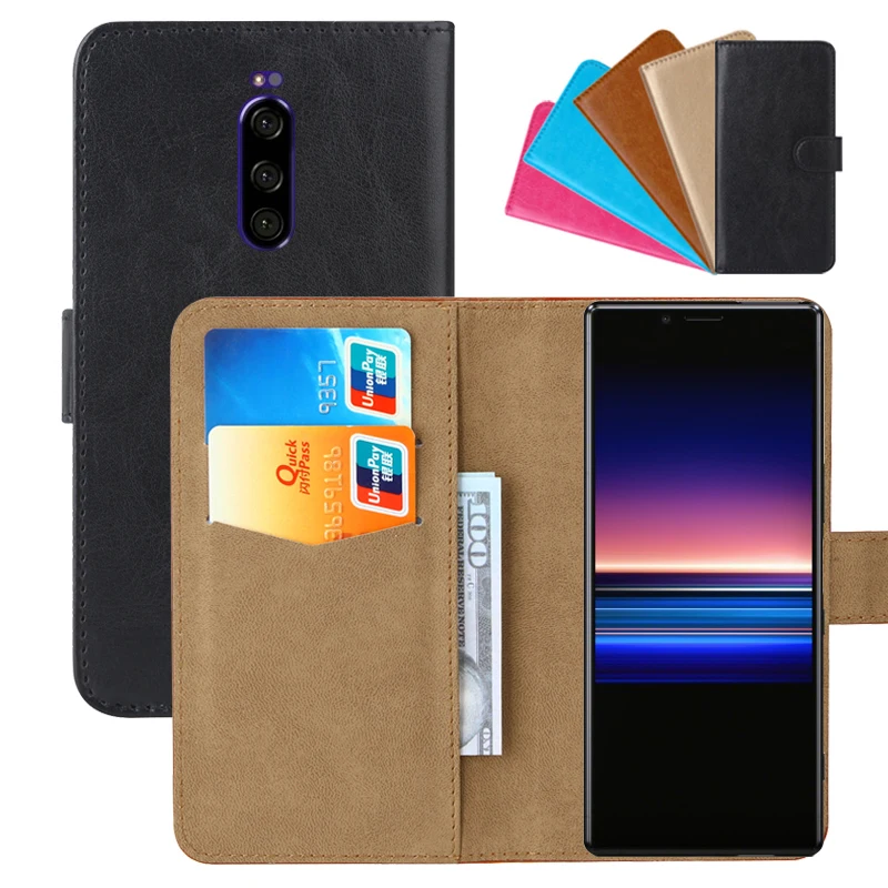 

Luxury Wallet Case For Sony Xperia 1 PU Leather Retro Flip Cover Magnetic Fashion Cases Strap