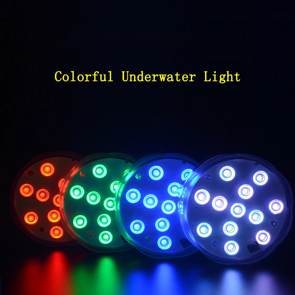RGB 10LED 24key подводный светильник с дистанционным управлением, ПОГРУЖНОЙ водонепроницаемый цветочный чайный светильник-свеча для вазы, украшения аквариума