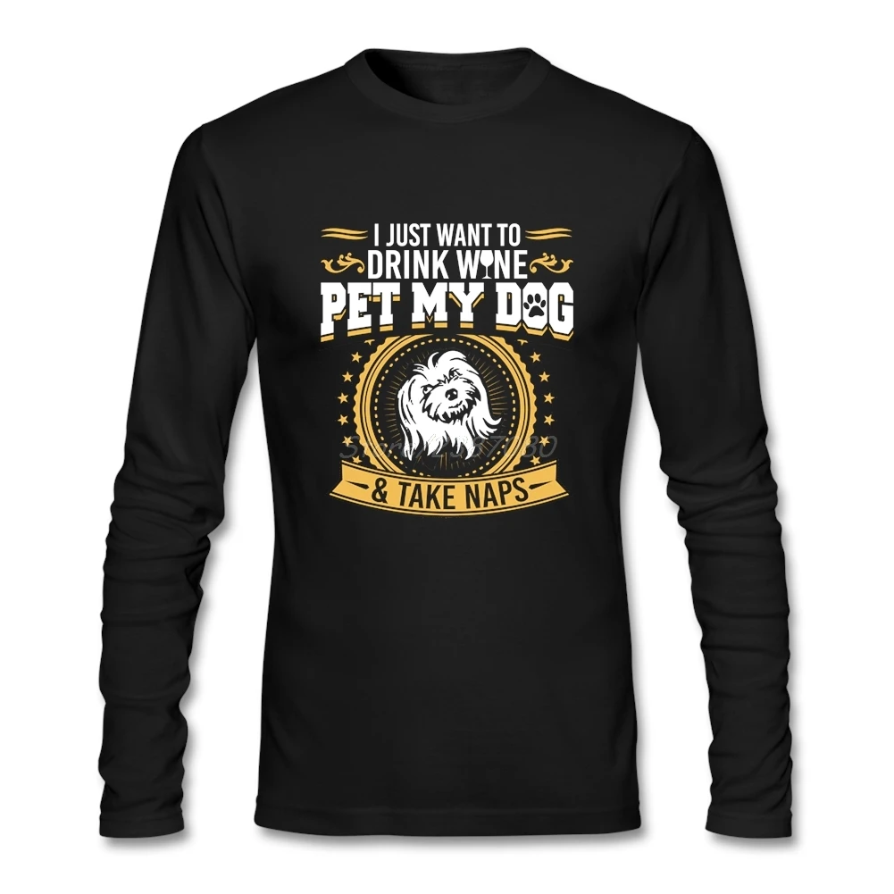 Maltese Pet My Dog футболка с о-образным вырезом Хлопковая мужская длинным рукавом на