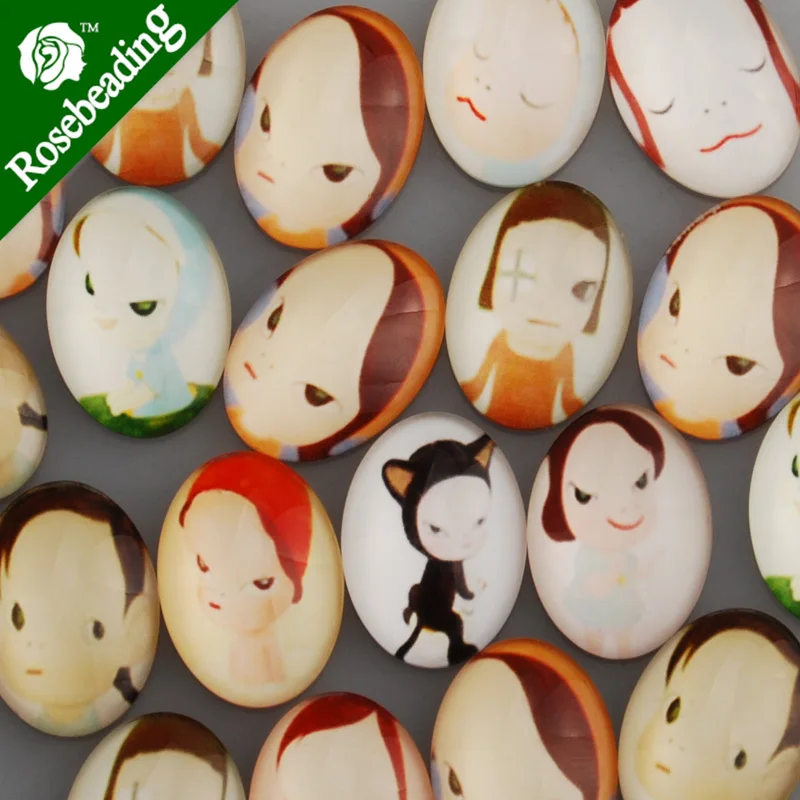 

18x25mm oval pattern glass cabochon,mixed dream-walking doll pictures,flat back,thickness 6mm,sold 20pcs/lot-C4547