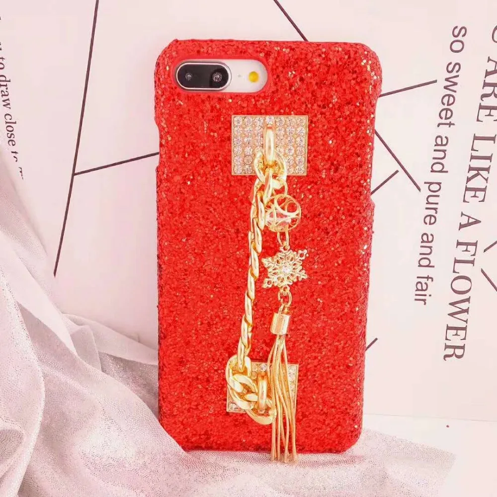 Marchcover Gold Diamond снег кисточкой браслет Bling сверкают футляр для iPhone X 8 7 6 S Plus |