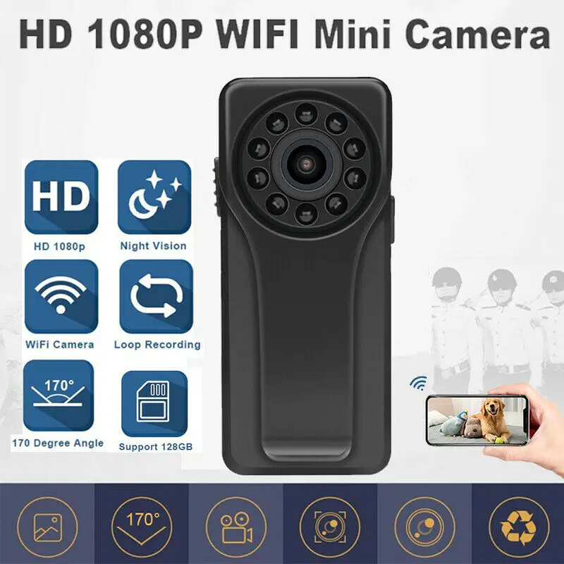 Wi Fi камера 170 градусов записи видео безопасности Карманный полицейский корпус