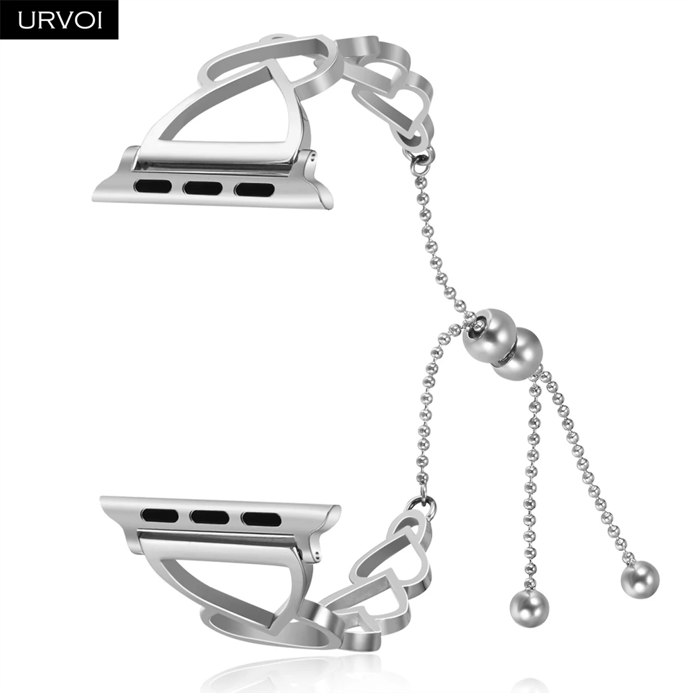 URVOI braceket для Apple Watch серия 4 3 2 1 любящее сердце модная цепочка девочек браслет на