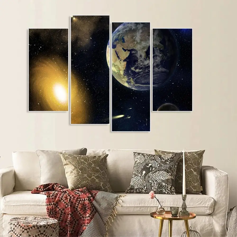 Laeacco холст Каллиграфия Живопись Современная 4 Панель научная фантастика плакаты