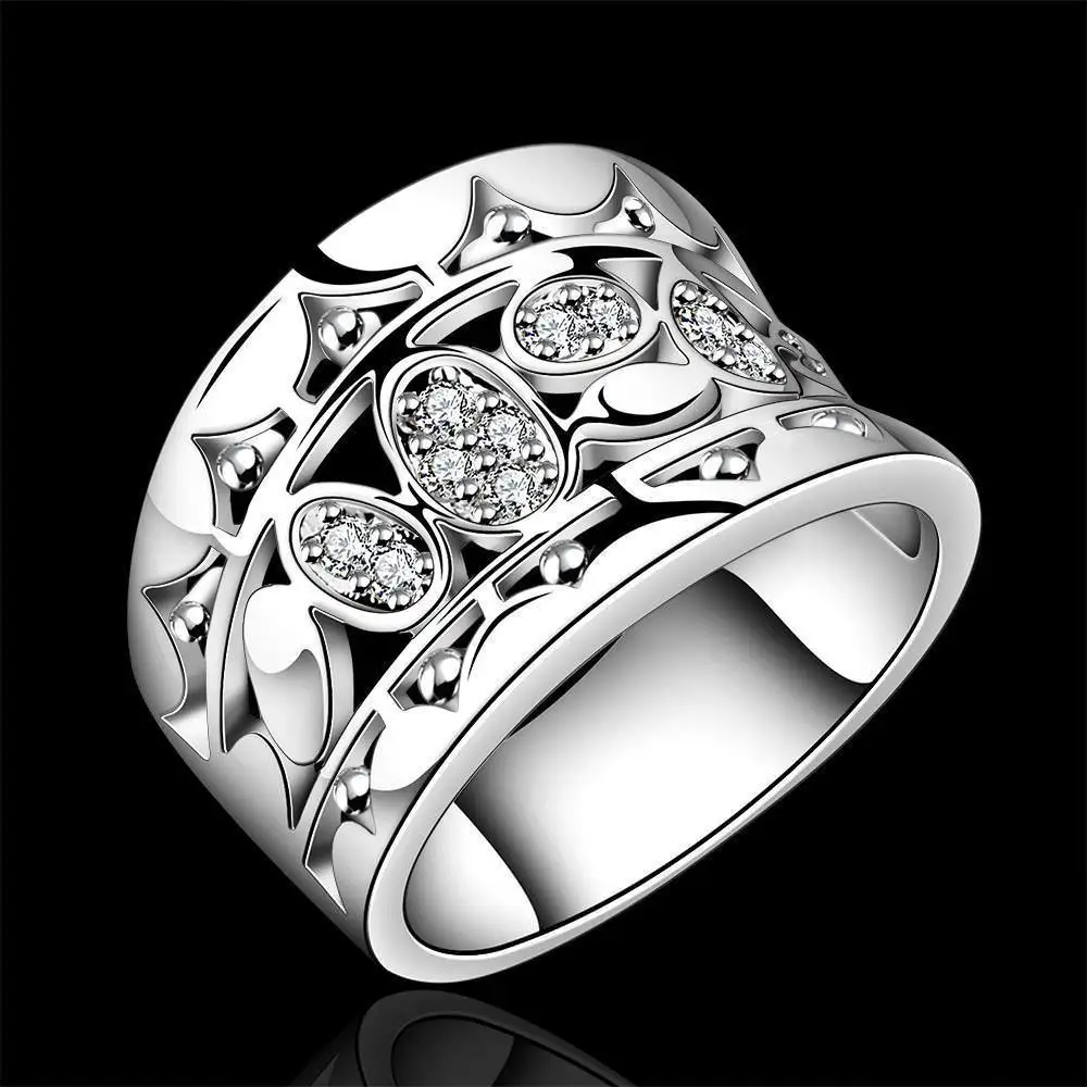 Посеребренные Украшения Кольца для пары большой кристалл циркона обручальное