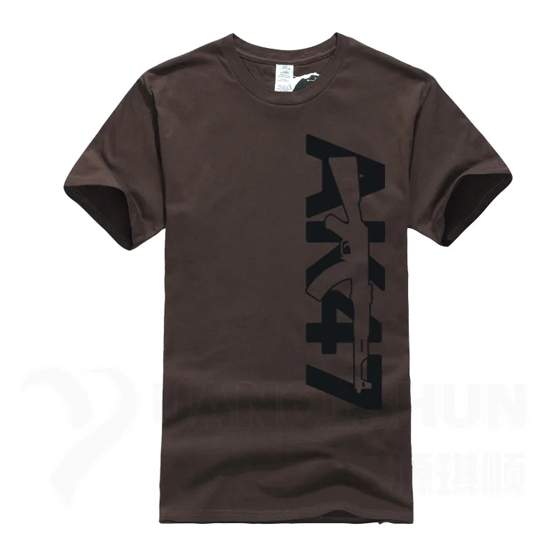 Chocolate 2 Boutique Men Tops Tees Summer Fashion New AK47 Printed T Shirt Short Sleeve Men AK 47 Rifle Gun Personalized T Shirts 3XL - Цвет: Chocolate 2