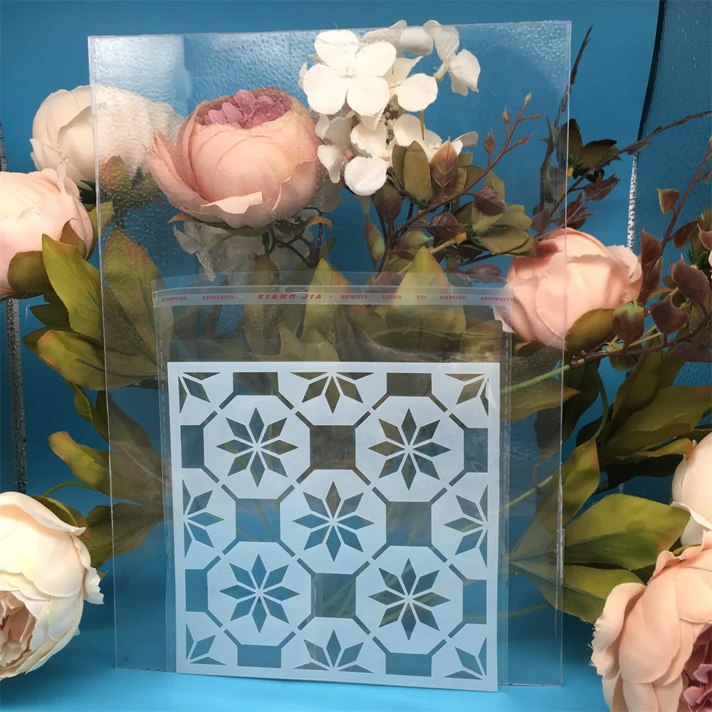 

15cm Flower Grid DIY Layering Stencils Wall Painting Scrapbook Coloring Embossing Album Decorative Paper Card Template
