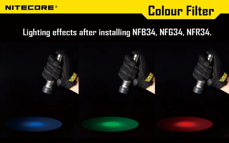 NITECORE RGB рассеянный фильтр стекло с минеральным Покрытием Объектив для фонарика с головкой 34 мм MT26 EC25 EA45S SRT6