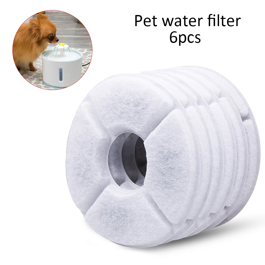6pcs Filter 1.6L автоматическая поилка для животных с фонтаном диспенсер электрический питомец немой поилка забота о здоровье кошка фонтан питатель с фильтром - Цвет: 6pcs Filter