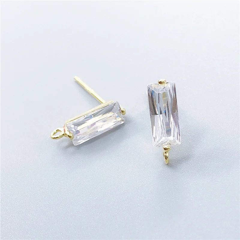 Gold color S10 2 шт., 925 пробы, серебряные серьги-гвоздики, застежка, кристалл, Шпилька для ушей, для рукоделия, для изготовления ювелирных изделий, Восстановленный цветок, сердце, серьги, фурнитура - Цвет: Gold color S10