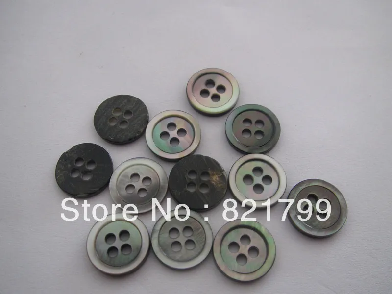 

15.24mm 24L nature shell pearl buttons balck 4 holes fashion shirt buttons 200pcs