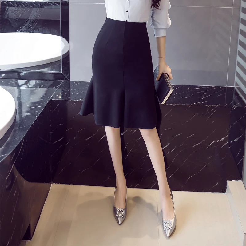 High Waist Skirts New Hot Selling Fashion Women Korean Style Slim Fit A Line Black Red Office Lady Formal Work Wear Skirt 2409 | Женская