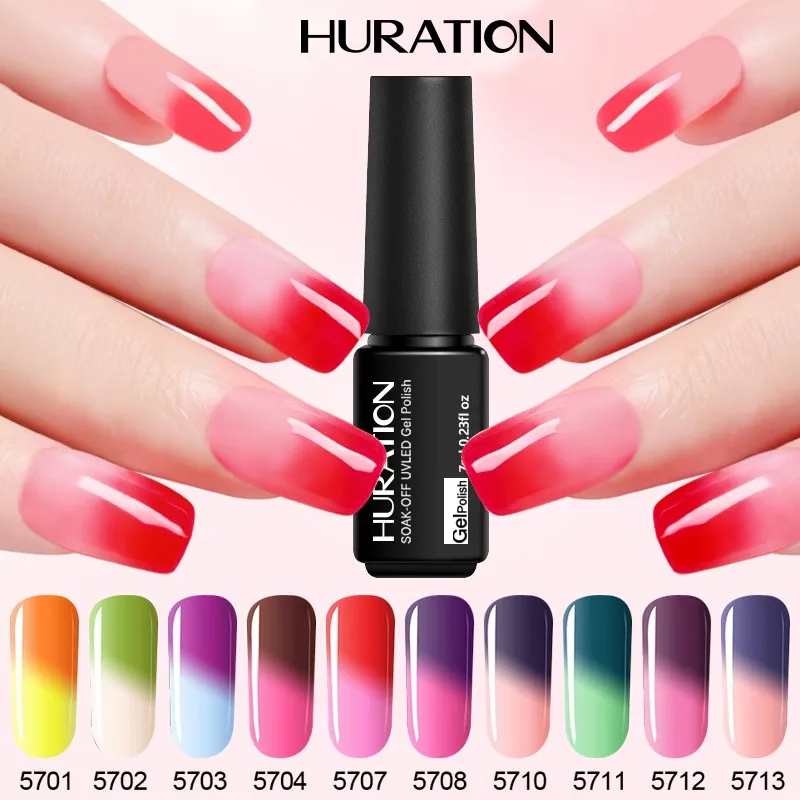 Новый Гель-лак Huration 7 мл термо-гель для ногтей с изменением температуры хамелеон