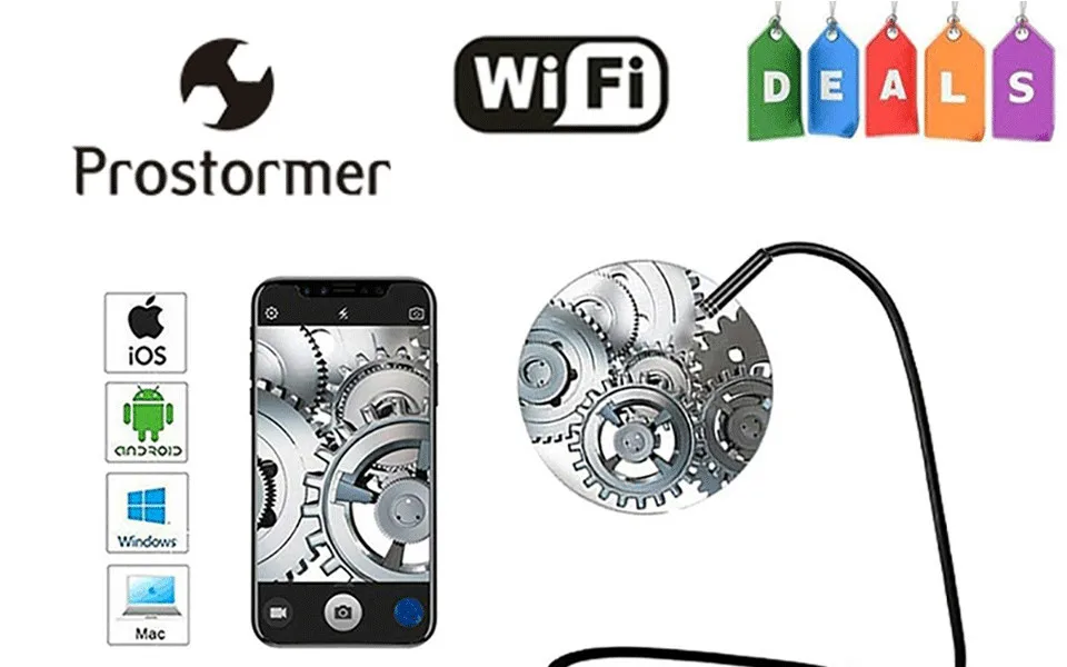 PROSTORMER эндоскоп с Wi-Fi и Камера 720P жесткое/Softwire бороскоп для iphone Android 1/2/3,5/5/7/10 M Водонепроницаемый inspecte Камера 5