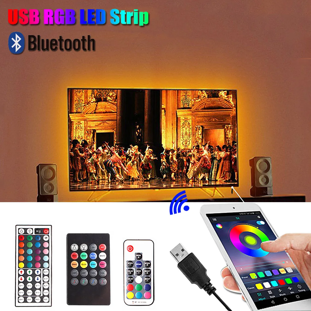 SMD 5050 2835 Светодиодная лента RGB светильник USB светодиодные ленты Подсветка ТВ полоса лампа с Bluetooth/музыкальный контроллер светодиодный полоса ночной Светильник лампы
